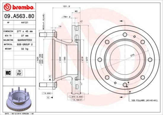 Obrázok Brzdový kotúč BREMBO  09A56380