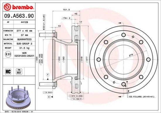 Obrázok Brzdový kotúč BREMBO  09A56390