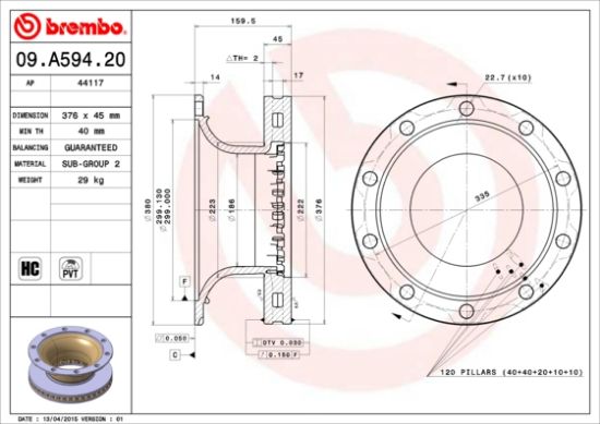 Obrázok Brzdový kotúč BREMBO  09A59420
