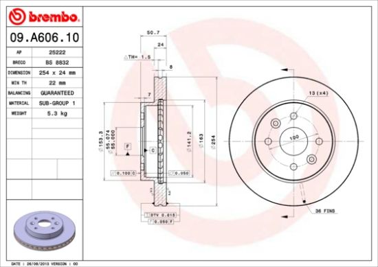 Obrázok Brzdový kotúč BREMBO  09A60610