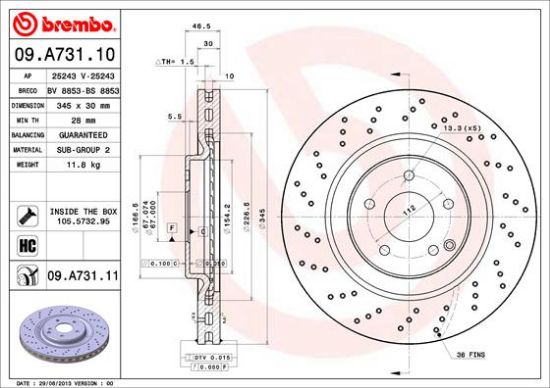 Obrázok Brzdový kotúč BREMBO COATED DISC LINE 09A73111