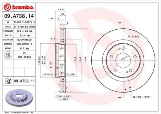 Obrázok Brzdový kotúč BREMBO COATED DISC LINE 09A73811
