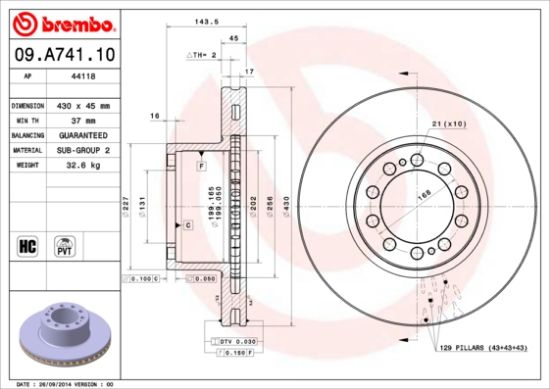 Obrázok Brzdový kotúč BREMBO  09A74110