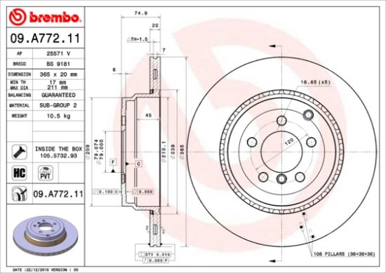 Obrázok Brzdový kotúč BREMBO COATED DISC LINE 09A77211