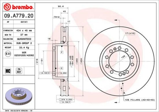 Obrázok Brzdový kotúč BREMBO  09A77920