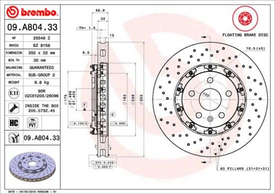 Obrázok Brzdový kotúč BREMBO TWO-PIECE FLOATING DISCS LINE 09A80433