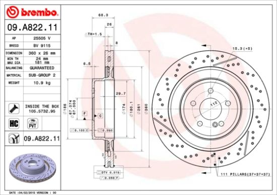 Obrázok Brzdový kotúč BREMBO COATED DISC LINE 09A82211