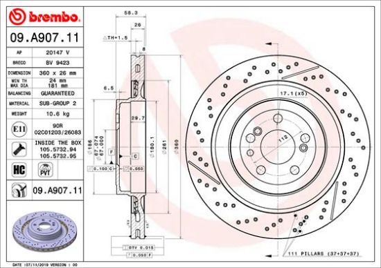 Obrázok Brzdový kotúč BREMBO COATED DISC LINE 09A90711