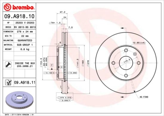 Obrázok Brzdový kotúč BREMBO COATED DISC LINE 09B28741