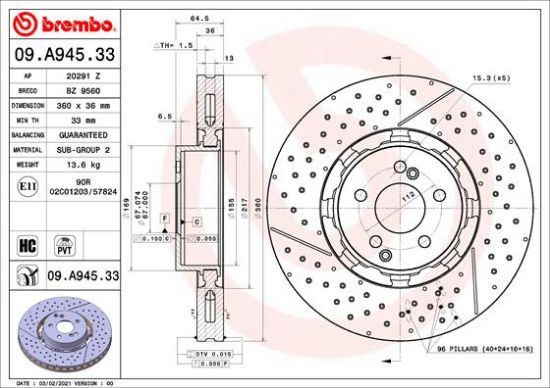 Obrázok Brzdový kotúč BREMBO TWO-PIECE DISCS LINE 09A94533
