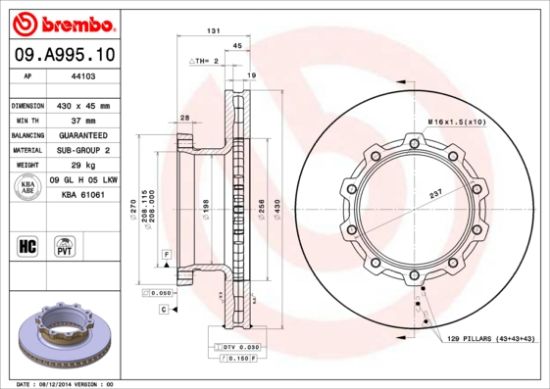 Obrázok Brzdový kotúč BREMBO  09A99510