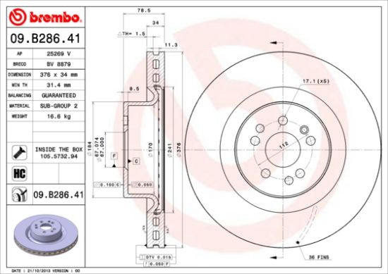 Obrázok Brzdový kotúč BREMBO COATED DISC LINE 09B28641
