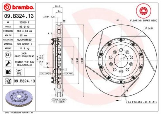 Obrázok Brzdový kotúč BREMBO TWO-PIECE FLOATING DISCS LINE 09B32413