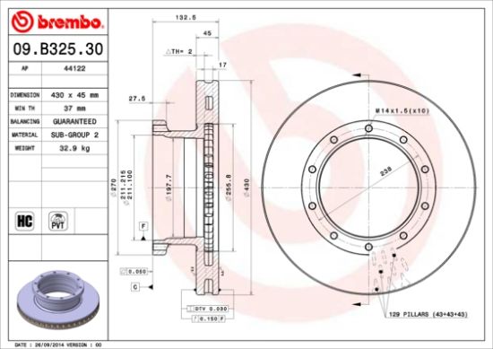 Obrázok Brzdový kotúč BREMBO  09B32530