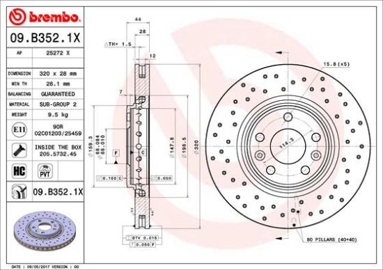 Obrázok Brzdový kotúč BREMBO  XTRA LINE 09B3521X