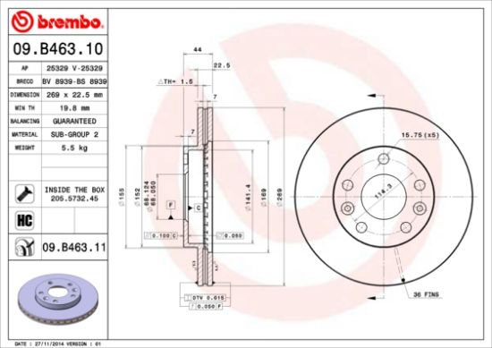 Obrázok Brzdový kotúč BREMBO COATED DISC LINE 09B46311