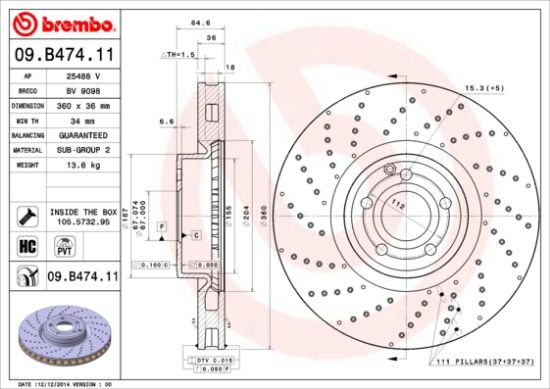 Obrázok Brzdový kotúč BREMBO COATED DISC LINE 09B47411