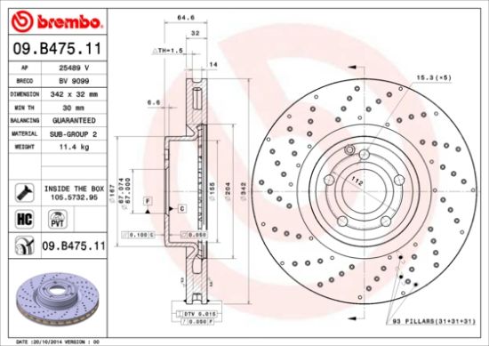 Obrázok Brzdový kotúč BREMBO COATED DISC LINE 09B47511