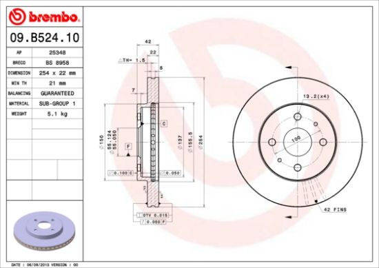 Obrázok Brzdový kotúč BREMBO  09B52410