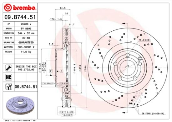 Obrázok Brzdový kotúč BREMBO COATED DISC LINE 09B74451
