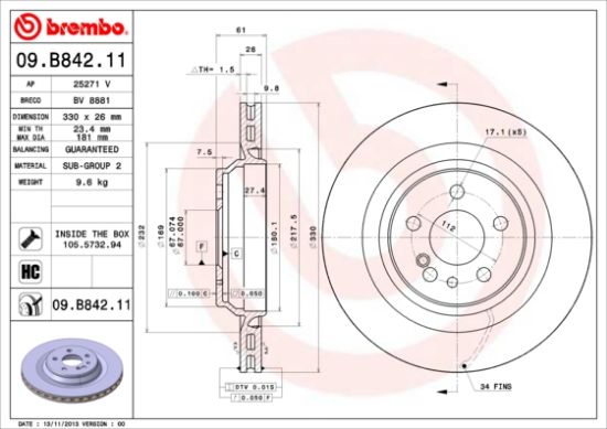 Obrázok Brzdový kotúč BREMBO COATED DISC LINE 09B84211