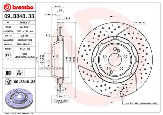Obrázok Brzdový kotúč BREMBO TWO-PIECE DISCS LINE 09B84833