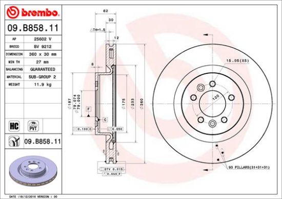 Obrázok Brzdový kotúč BREMBO COATED DISC LINE 09B85811