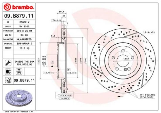 Obrázok Brzdový kotúč BREMBO COATED DISC LINE 09B87911