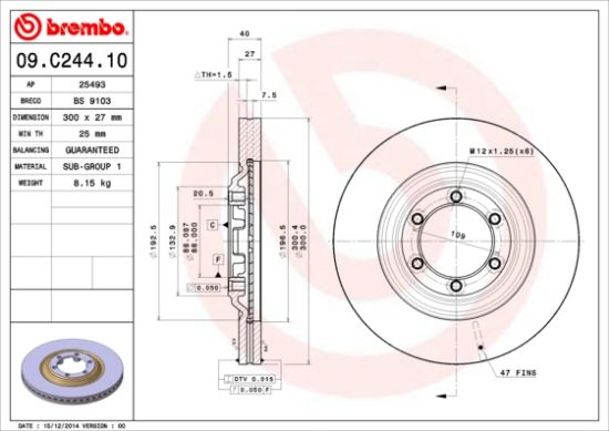 Obrázok Brzdový kotúč BREMBO  09C24410