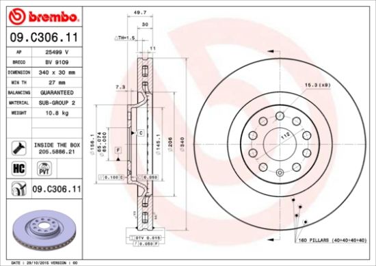 Obrázok Brzdový kotúč BREMBO COATED DISC LINE 09C30611
