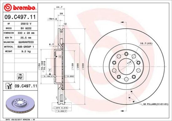 Obrázok Brzdový kotúč BREMBO COATED DISC LINE 09C49711