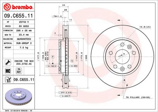 Obrázok Brzdový kotúč BREMBO COATED DISC LINE 09C65511