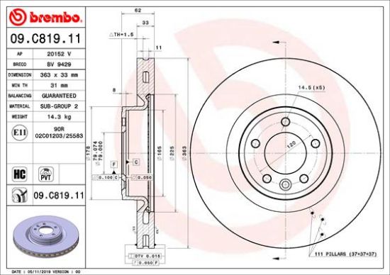 Obrázok Brzdový kotúč BREMBO COATED DISC LINE 09C81911