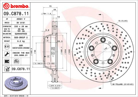Obrázok Brzdový kotúč BREMBO COATED DISC LINE 09C87811
