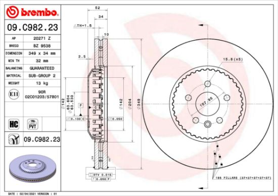 Obrázok Brzdový kotúč BREMBO TWO-PIECE DISCS LINE 09C98223