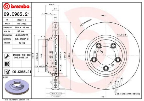 Obrázok Brzdový kotúč BREMBO COATED DISC LINE 09C98521