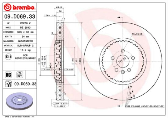 Obrázok Brzdový kotúč BREMBO TWO-PIECE DISCS LINE 09D06933