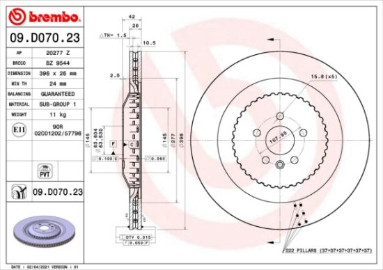 Obrázok Brzdový kotúč BREMBO TWO-PIECE DISCS LINE 09D07023