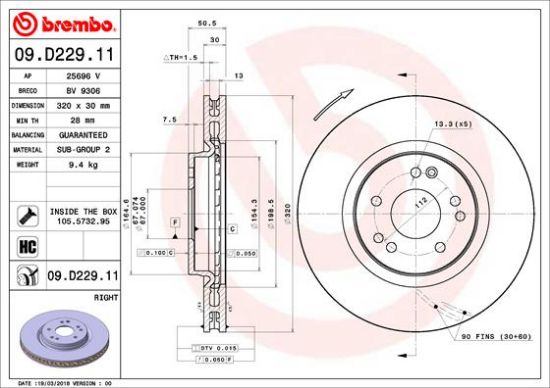 Obrázok Brzdový kotúč BREMBO COATED DISC LINE 09D22911