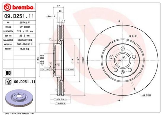Obrázok Brzdový kotúč BREMBO COATED DISC LINE 09D25111