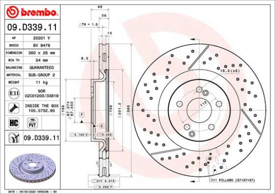 Obrázok Brzdový kotúč BREMBO COATED DISC LINE 09D33911
