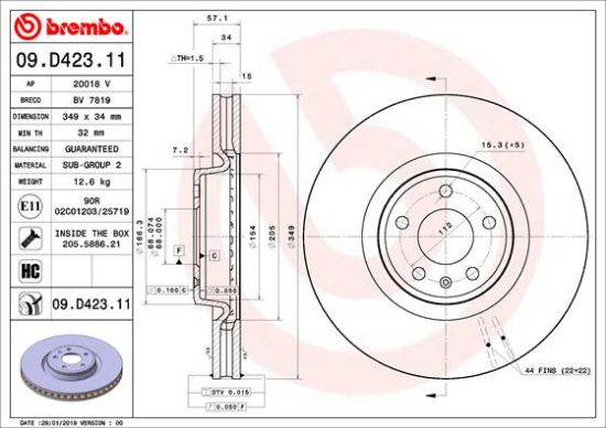 Obrázok Brzdový kotúč BREMBO COATED DISC LINE 09D42311