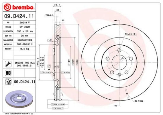 Obrázok Brzdový kotúč BREMBO COATED DISC LINE 09D42411