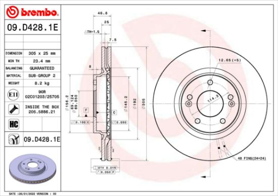 Obrázok Sada bŕzd, Kotúčová brzda BREMBO  KT08028