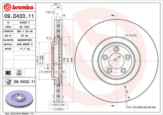 Obrázok Brzdový kotúč BREMBO COATED DISC LINE 09D43311
