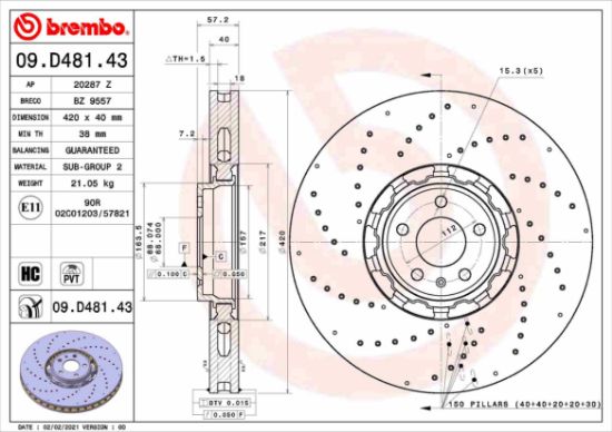 Obrázok Brzdový kotúč BREMBO TWO-PIECE DISCS LINE 09D48143