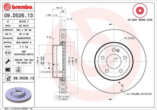 Obrázok Brzdový kotúč BREMBO CO-CAST DISCS LINE 09D52613