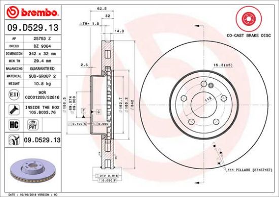 Obrázok Brzdový kotúč BREMBO CO-CAST DISCS LINE 09D52913
