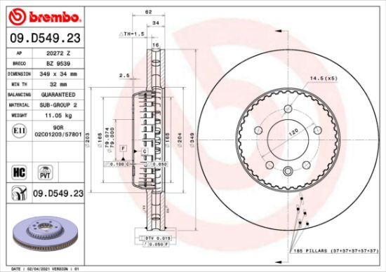 Obrázok Brzdový kotúč BREMBO TWO-PIECE DISCS LINE 09D54923