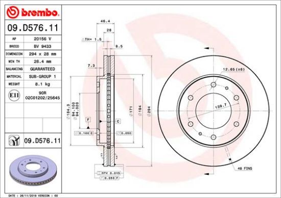 Obrázok Brzdový kotúč BREMBO COATED DISC LINE 09D57611